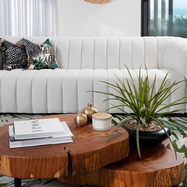 wooden coffee tables in lounge room